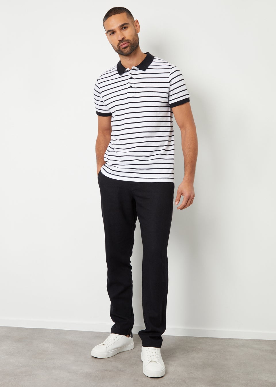 Black linen blend trousers deals