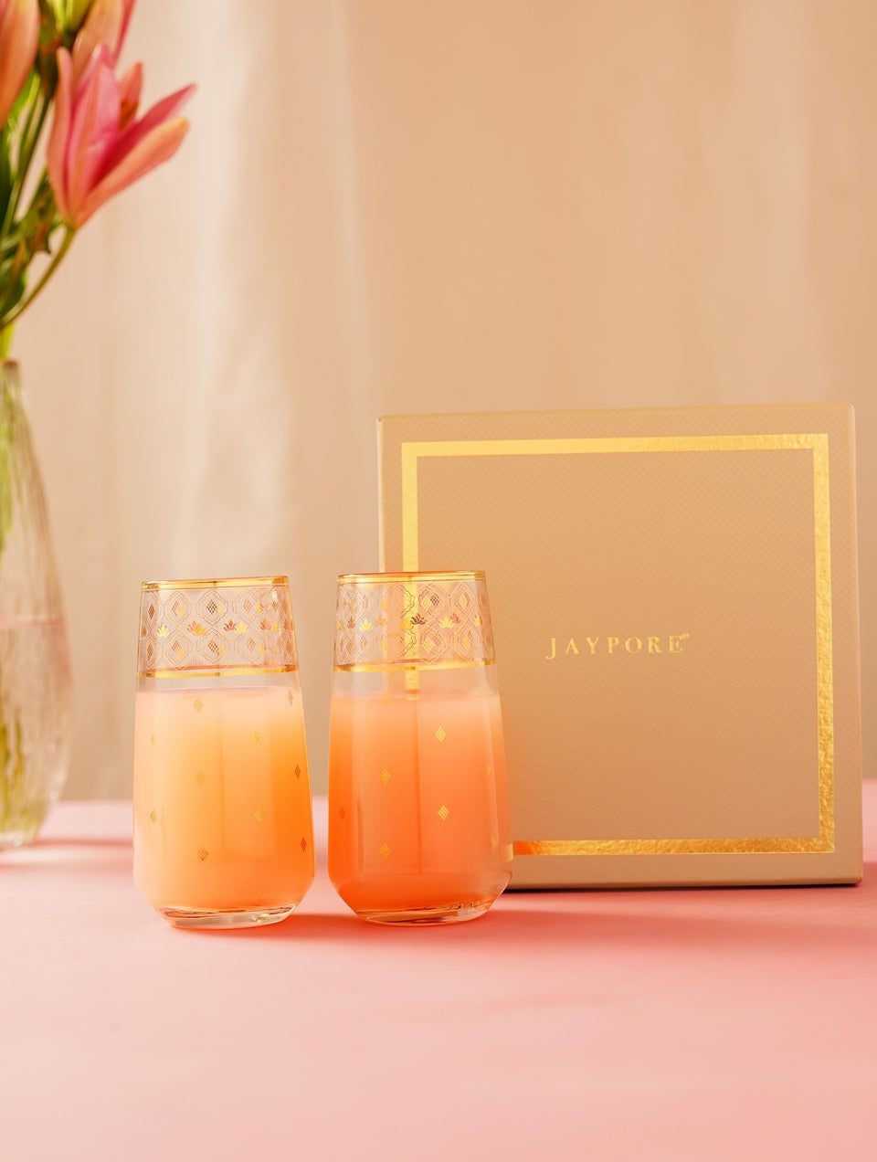 Multicolour Printed Tall Glasses In A Gift Box (Set Of 2)
