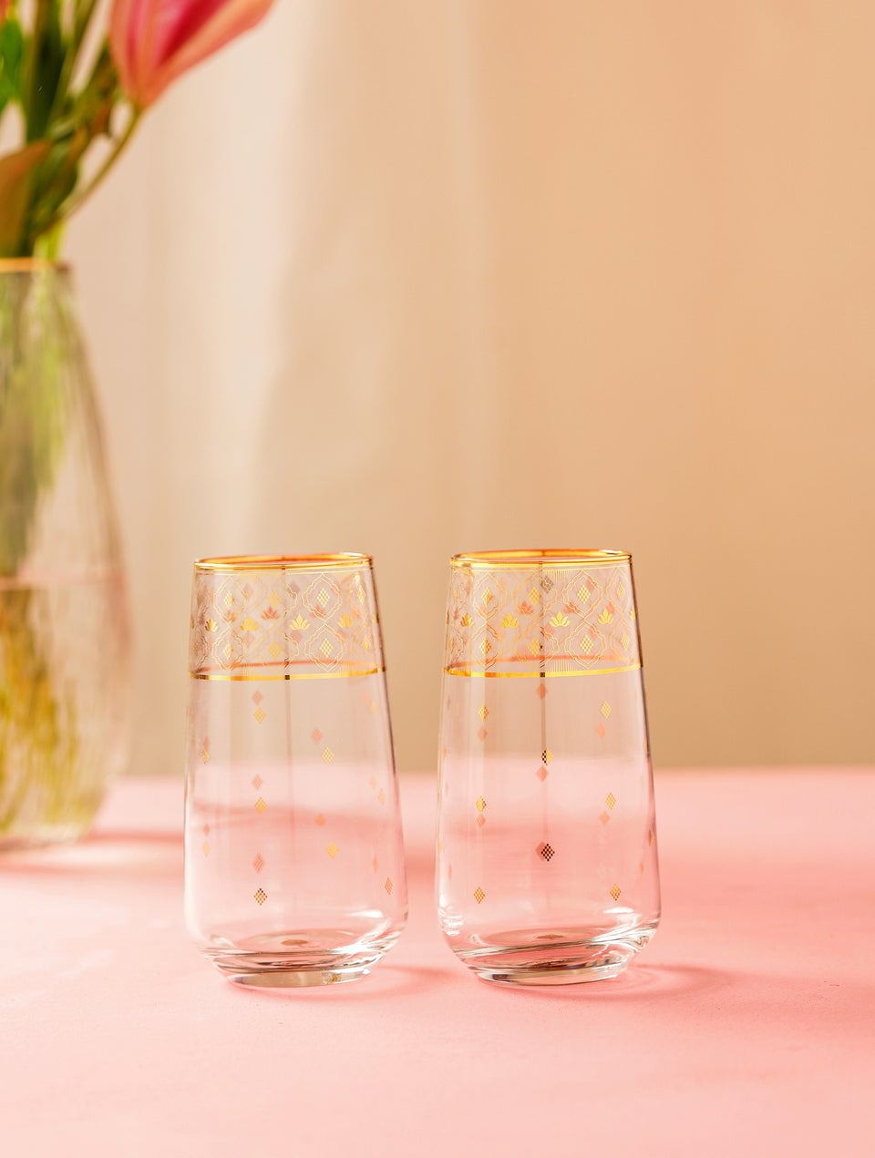 Multicolour Printed Tall Glasses In A Gift Box (Set Of 2)
