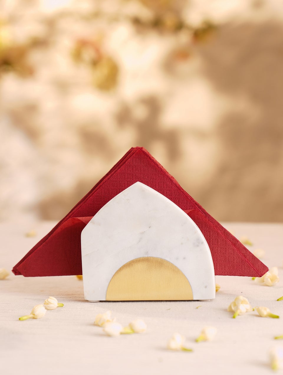 White Marble Bookend Napkin Holder