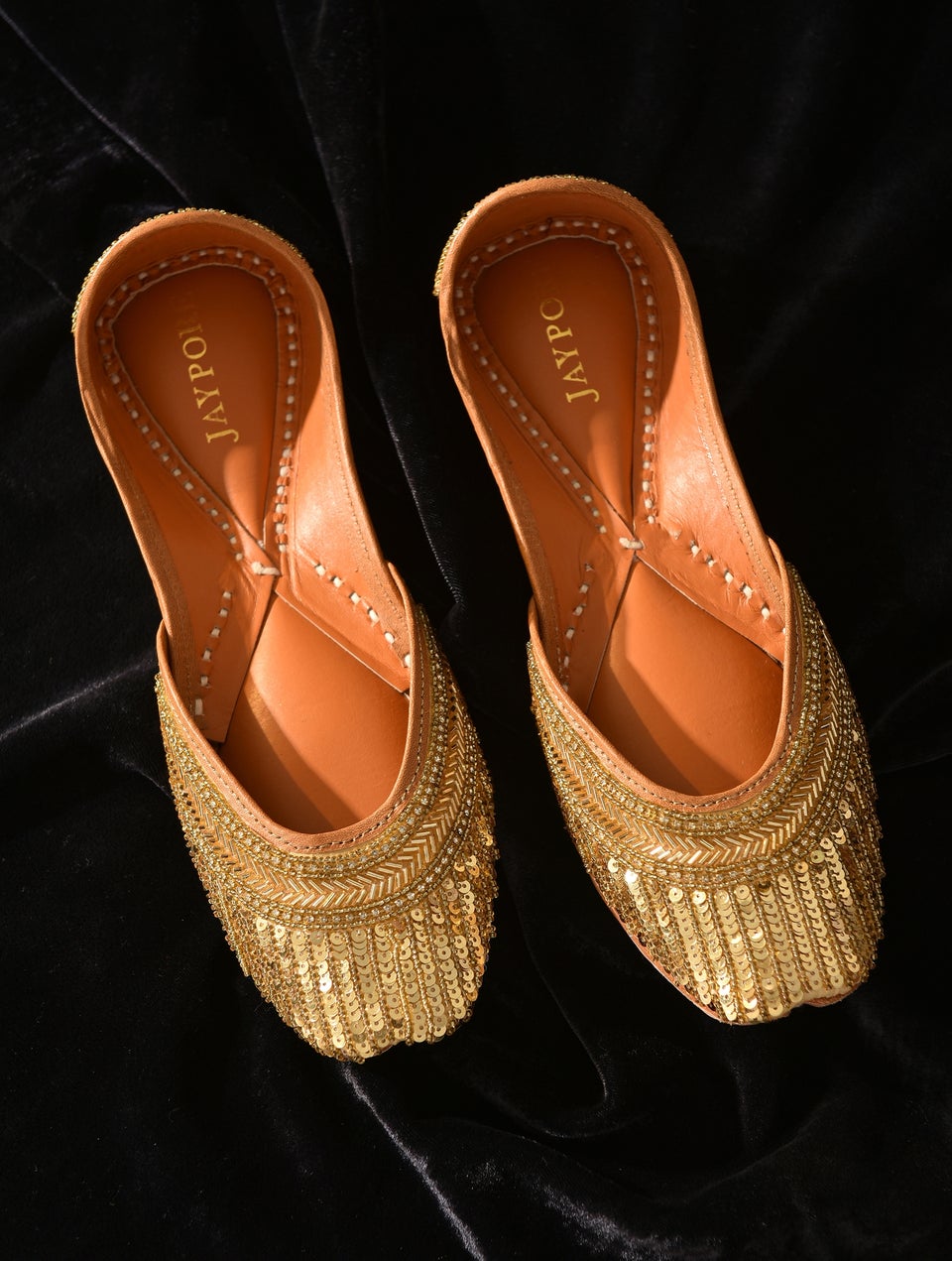 Women Gold Beads & Studs Mojris & Juttis