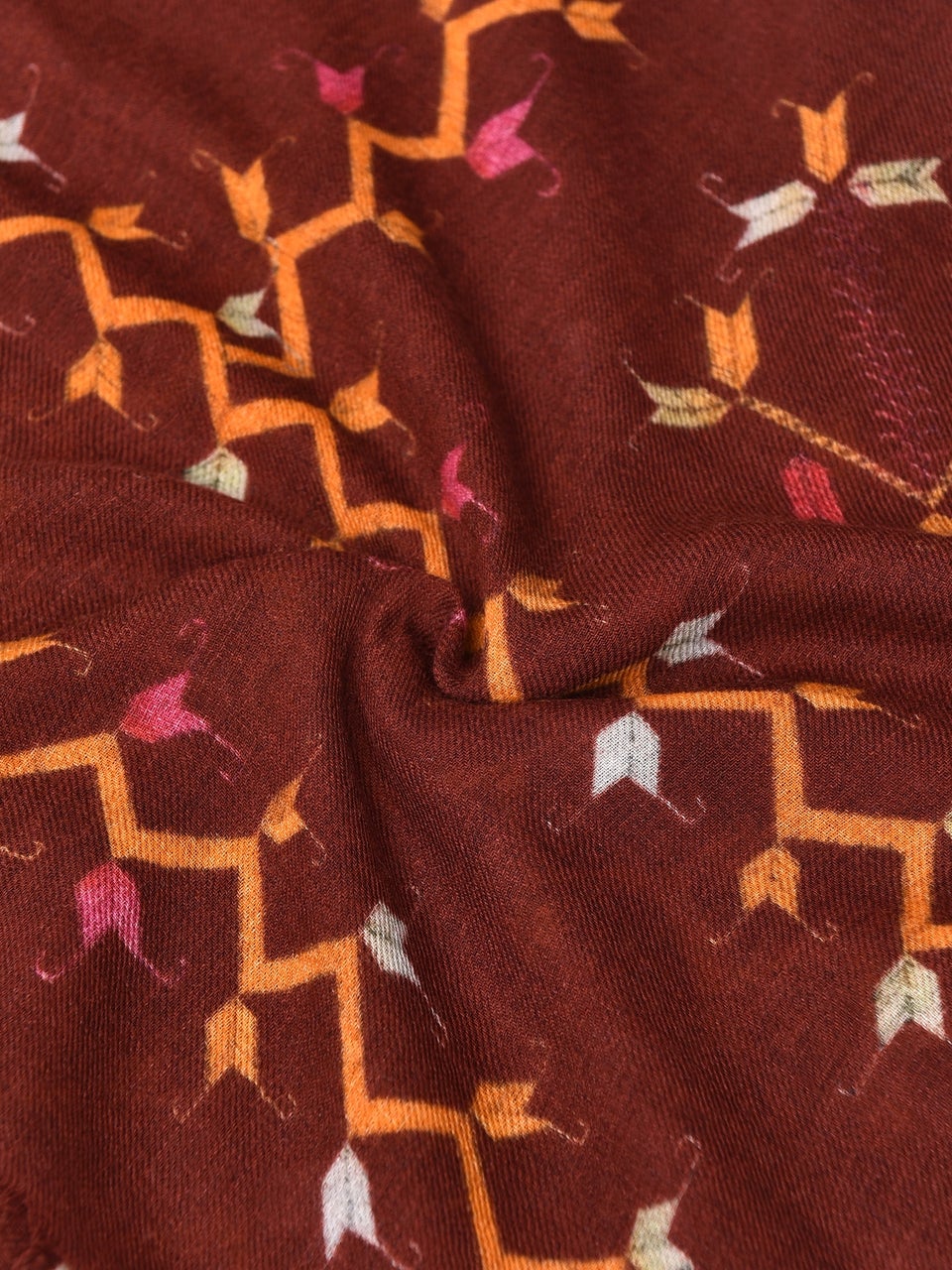 Asees Asees Women Maroon Red Wool Phulkari Shawl