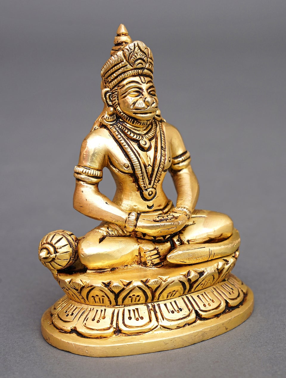 Antique Gold Table Top Brass Hanuman Idol