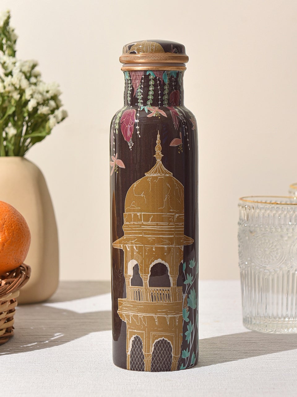 Purple Printed Copper Bottle