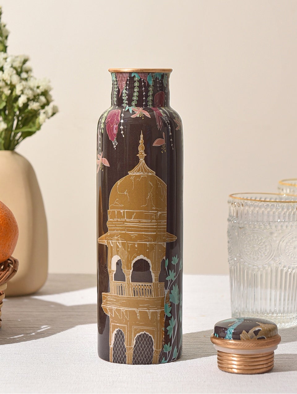 Purple Printed Copper Bottle
