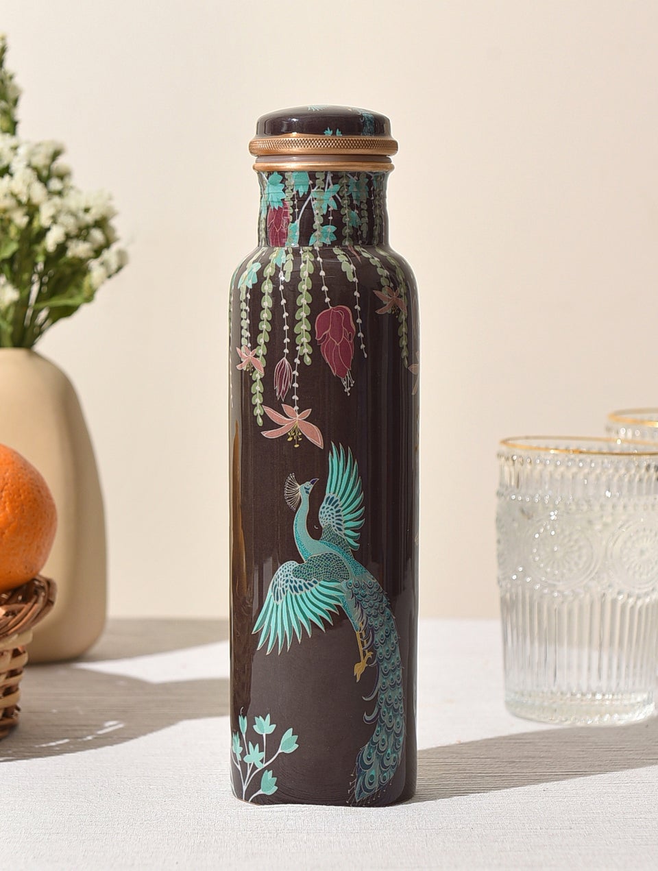 Purple Printed Copper Bottle