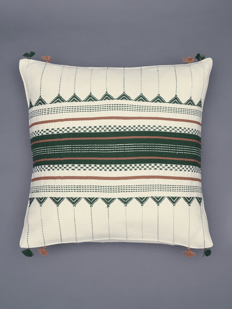 Multicolour Cotton Kashida Woven Cushion Cover