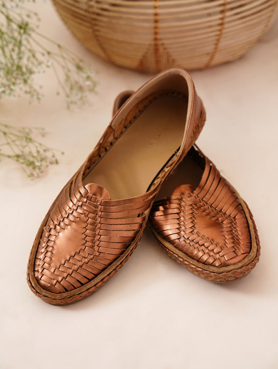 Women Copper Textured Shoes - EU-36