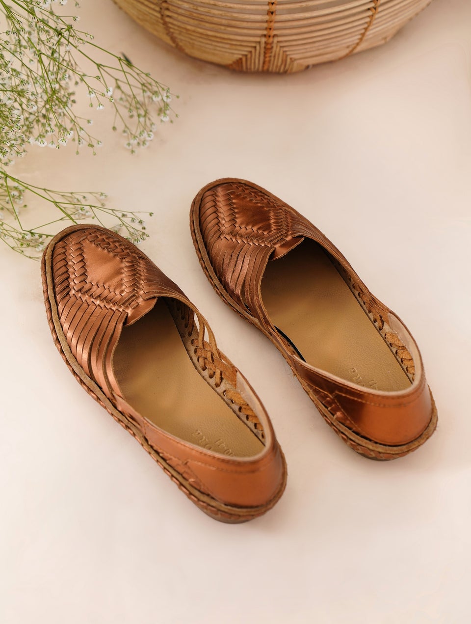 Women Copper Textured Shoes - EU-36