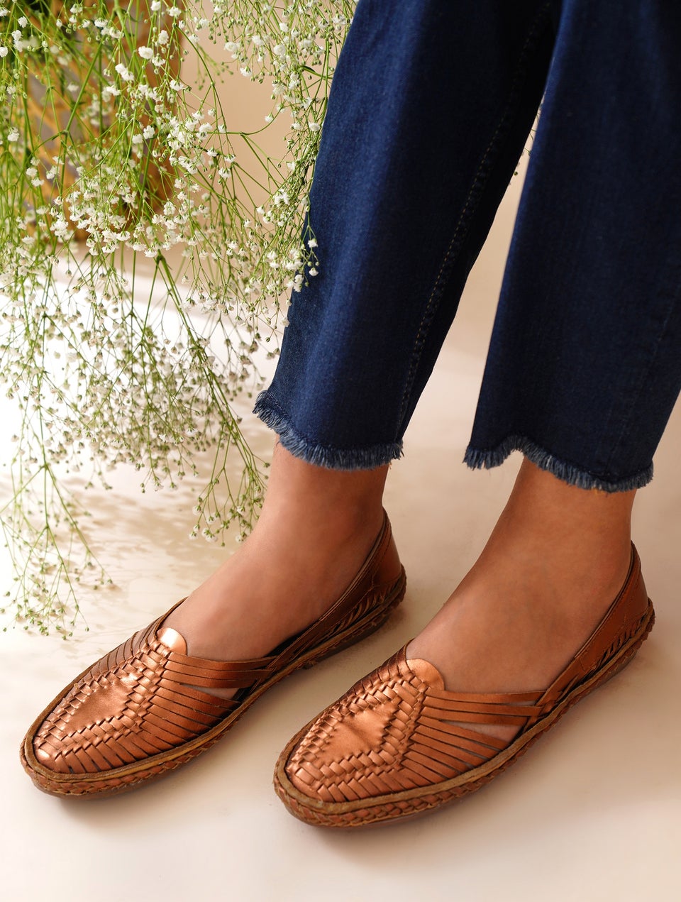 Women Copper Textured Shoes - EU-36