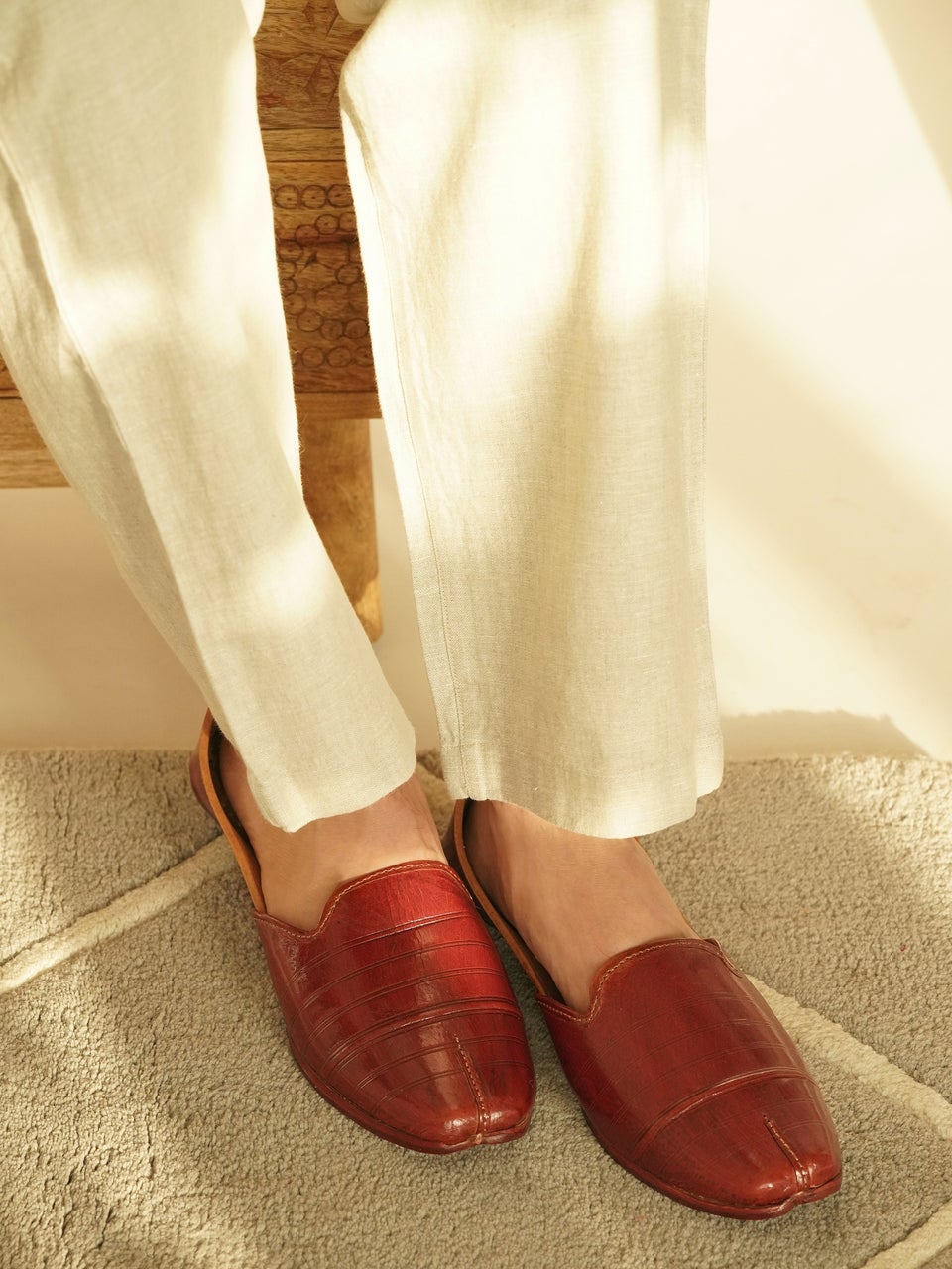 Men Brown Embroidered Mojris & Juttis - 7