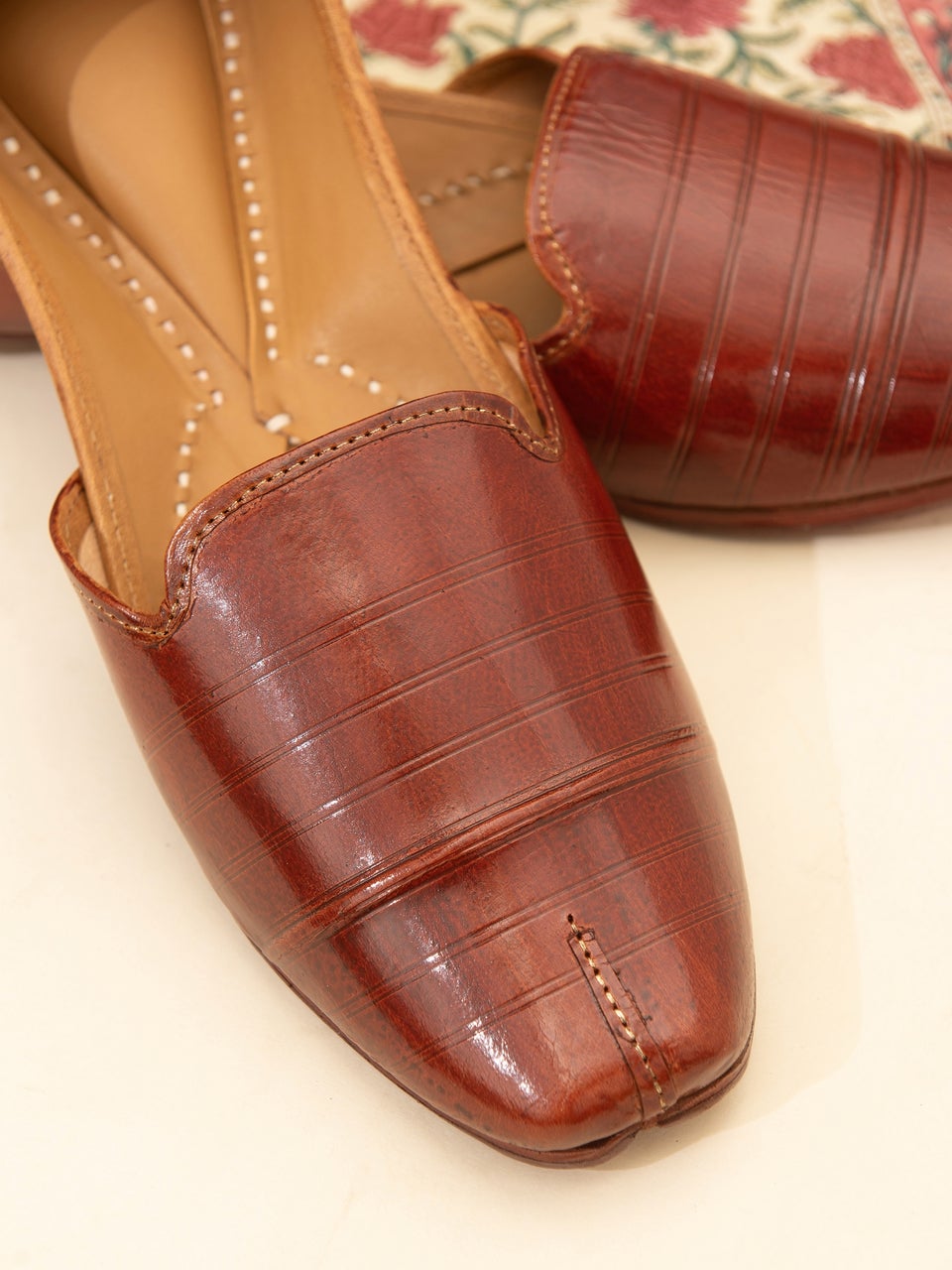 Men Brown Embroidered Mojris & Juttis - 7