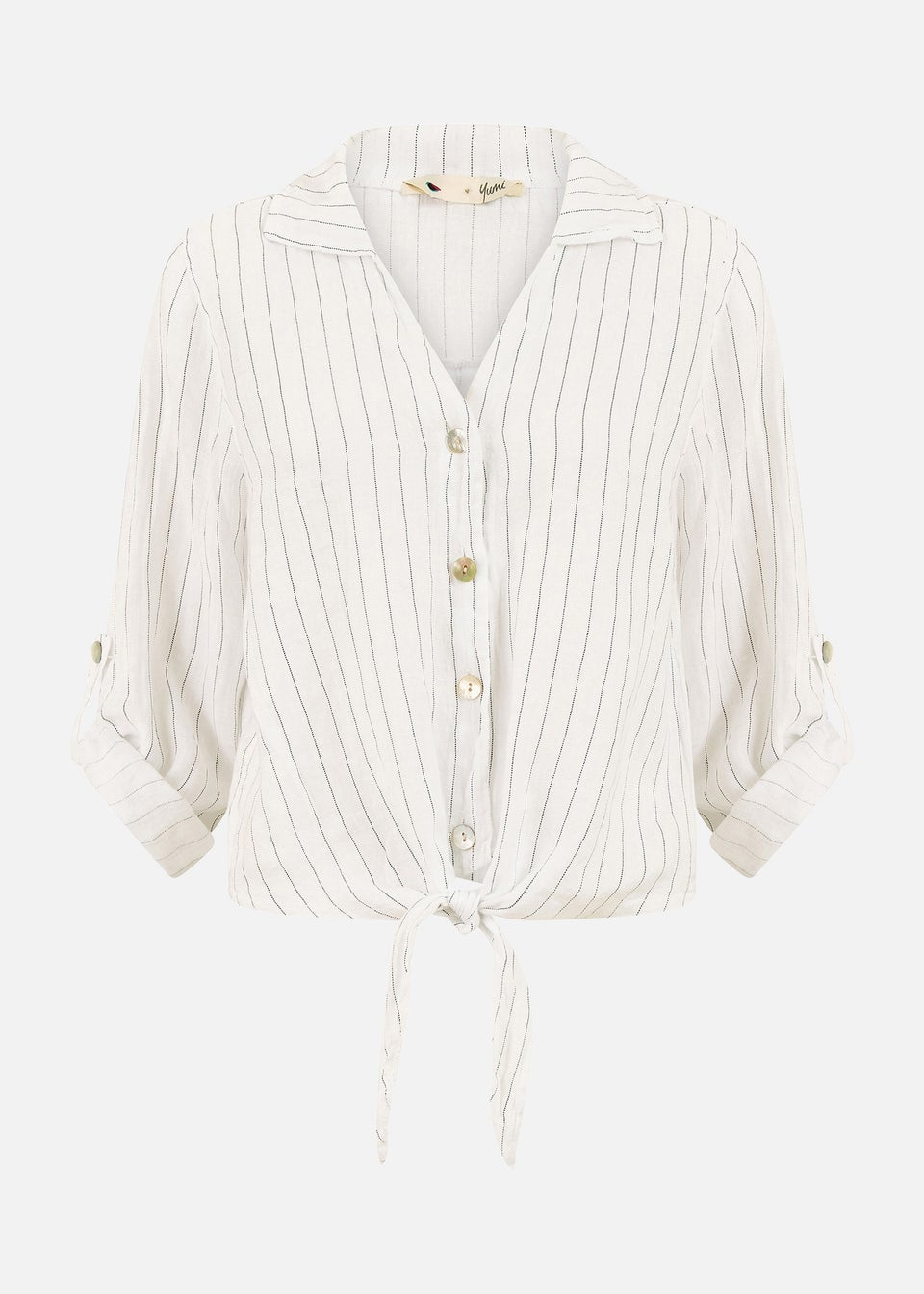 Yumi White Striped Italian Linen Shirt