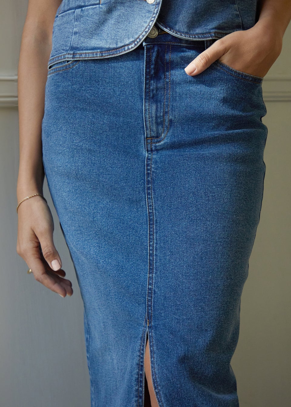 Threadbare Indigo Blue Antwerp Denim Maxi Skirt