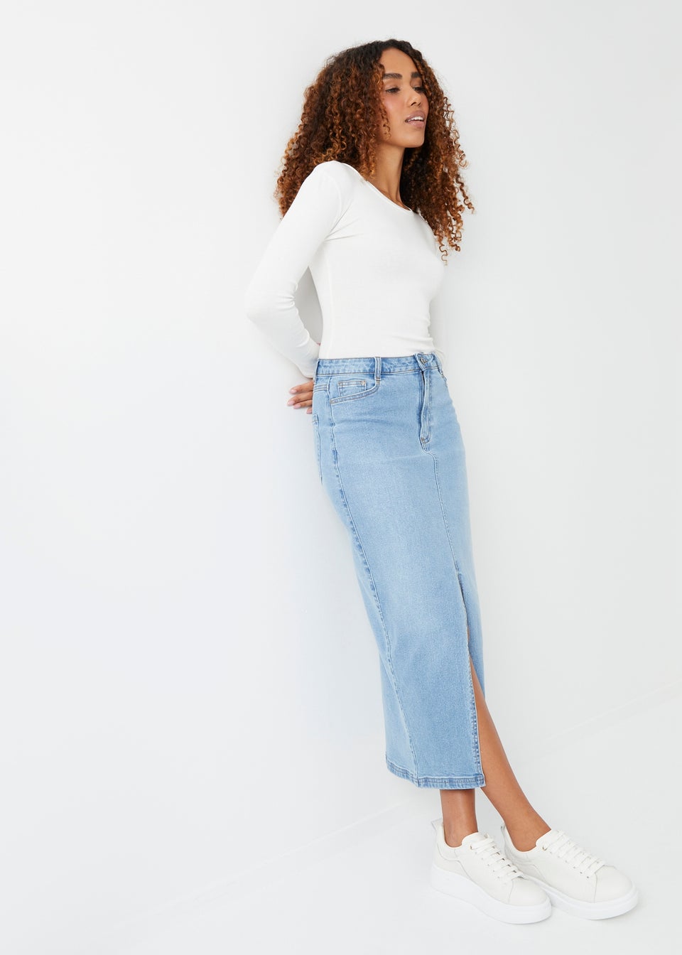 Threadbare Light Blue Antwerp Denim Maxi Skirt