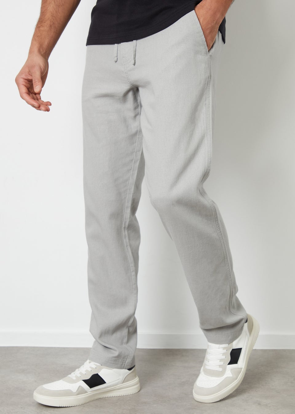 Threadbare Light Grey Linen Blend Trousers Matalan