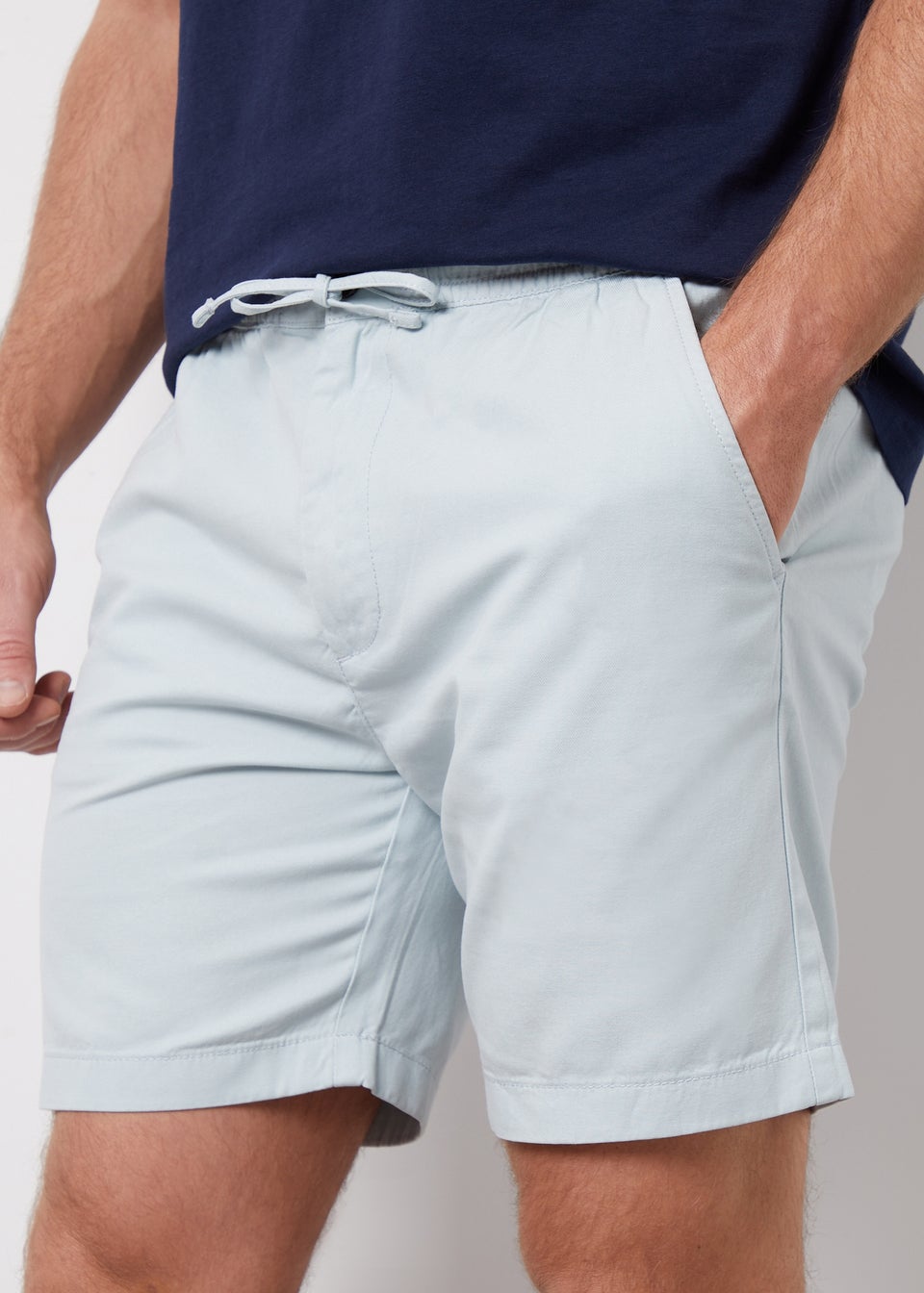 Threadbare Blue Cotton Lyocell Jogger Style Shorts