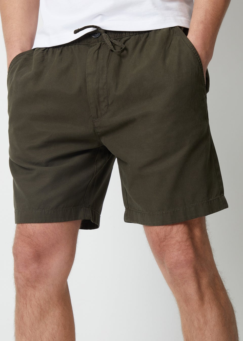 Threadbare Green Cotton Lyocell Jogger Style Shorts