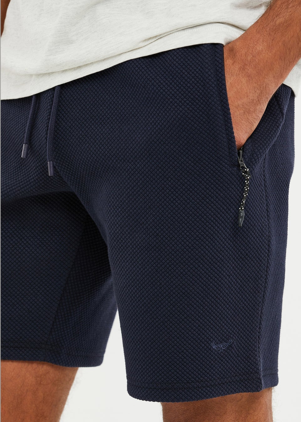Threadbare Navy Waffle Textured Sweat Shorts