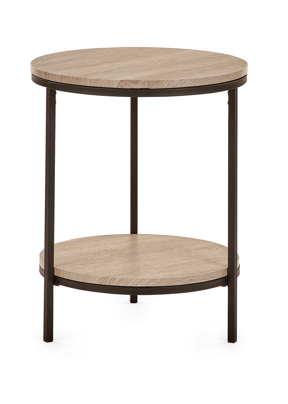 Julian Bowen Brown Tribeca Circular Lamp Table With Shelf (56 x 45 x 45cm)