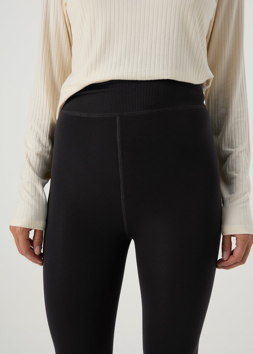 Black Lightweight Fleece Leggings Matalan
