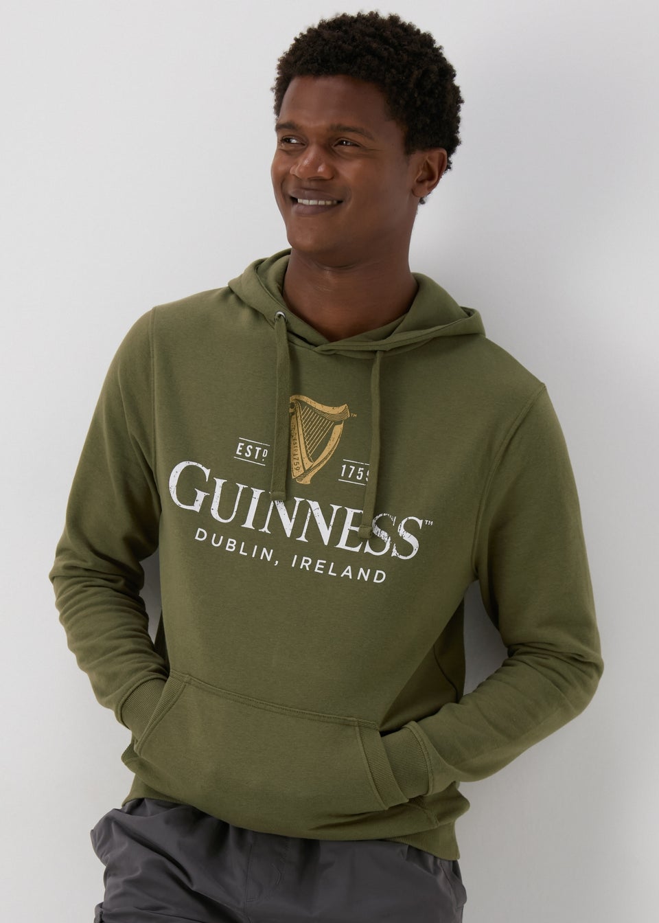 Khaki Guinness Print Hoodie Matalan