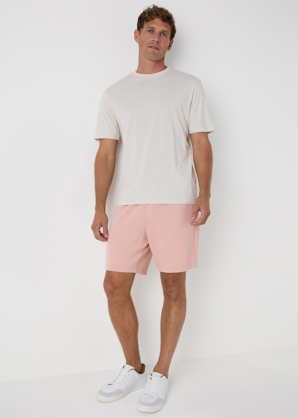 Pink Textured Shorts