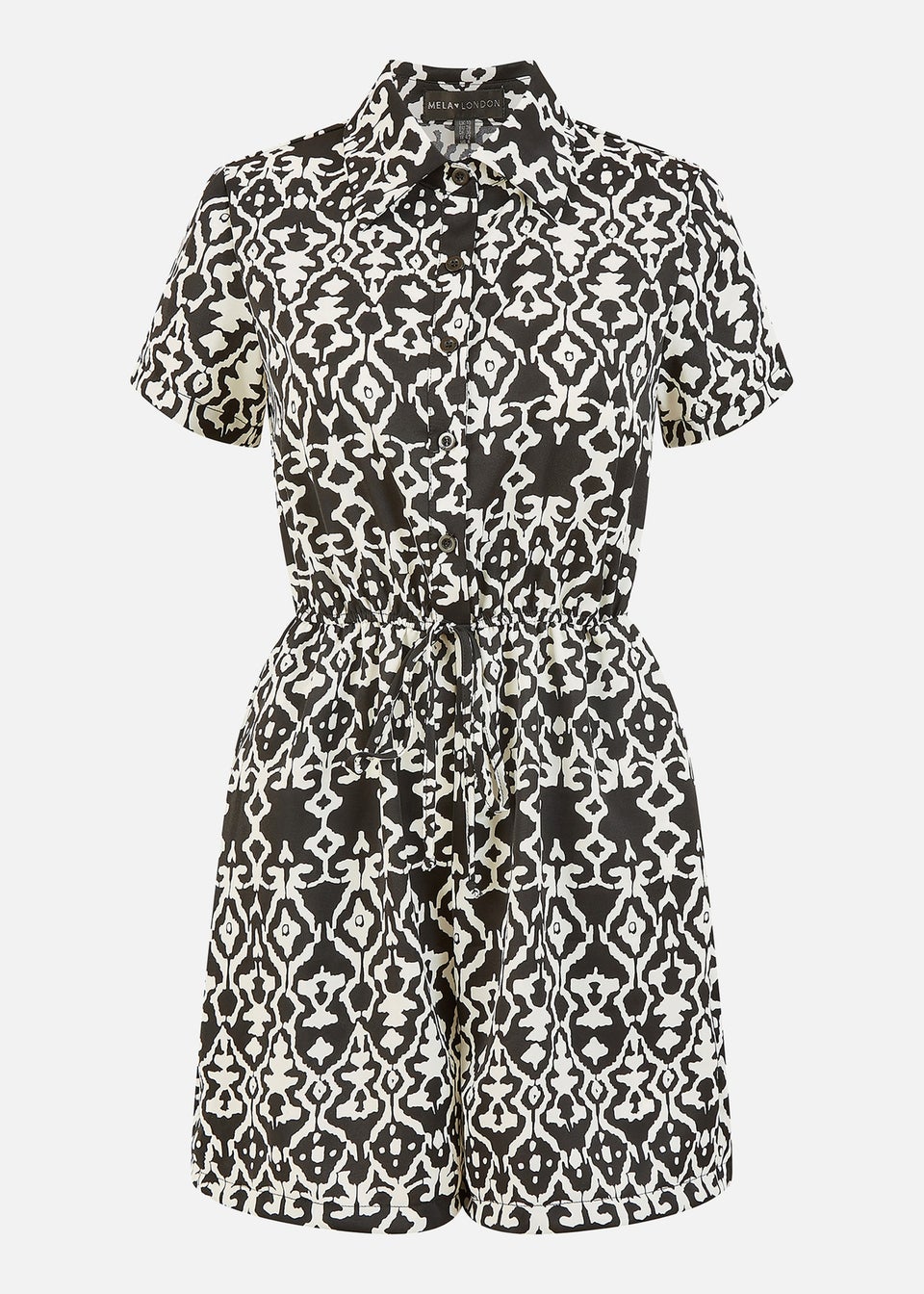Mela Black Abstract Print Playsuit