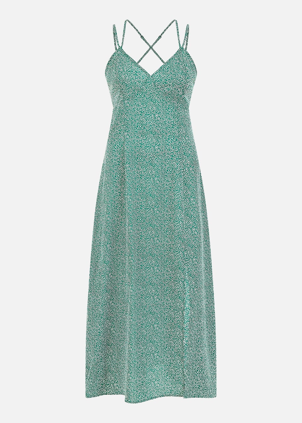 Mela Green Ditsy Print Midi Dress With Side Split