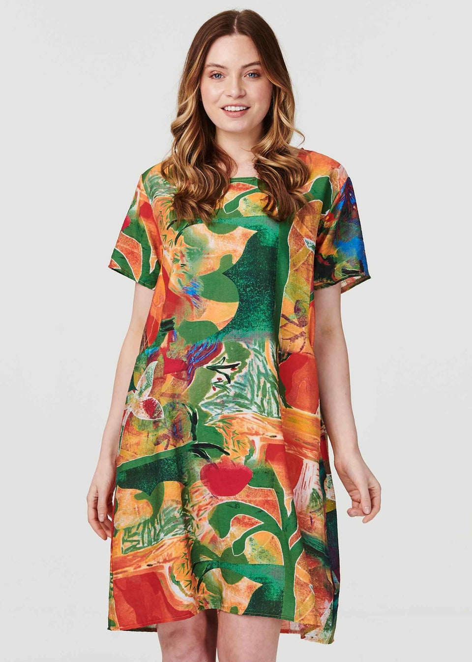Izabel London Orange Abstract Print Tunic Dress Matalan
