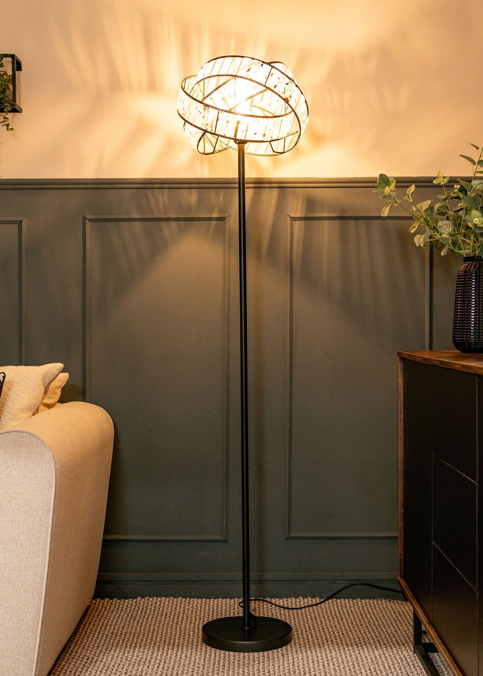 ValueLights Hudson Grey Metal Floor Lamp (159cm x 36.5cm x 36.5cm)