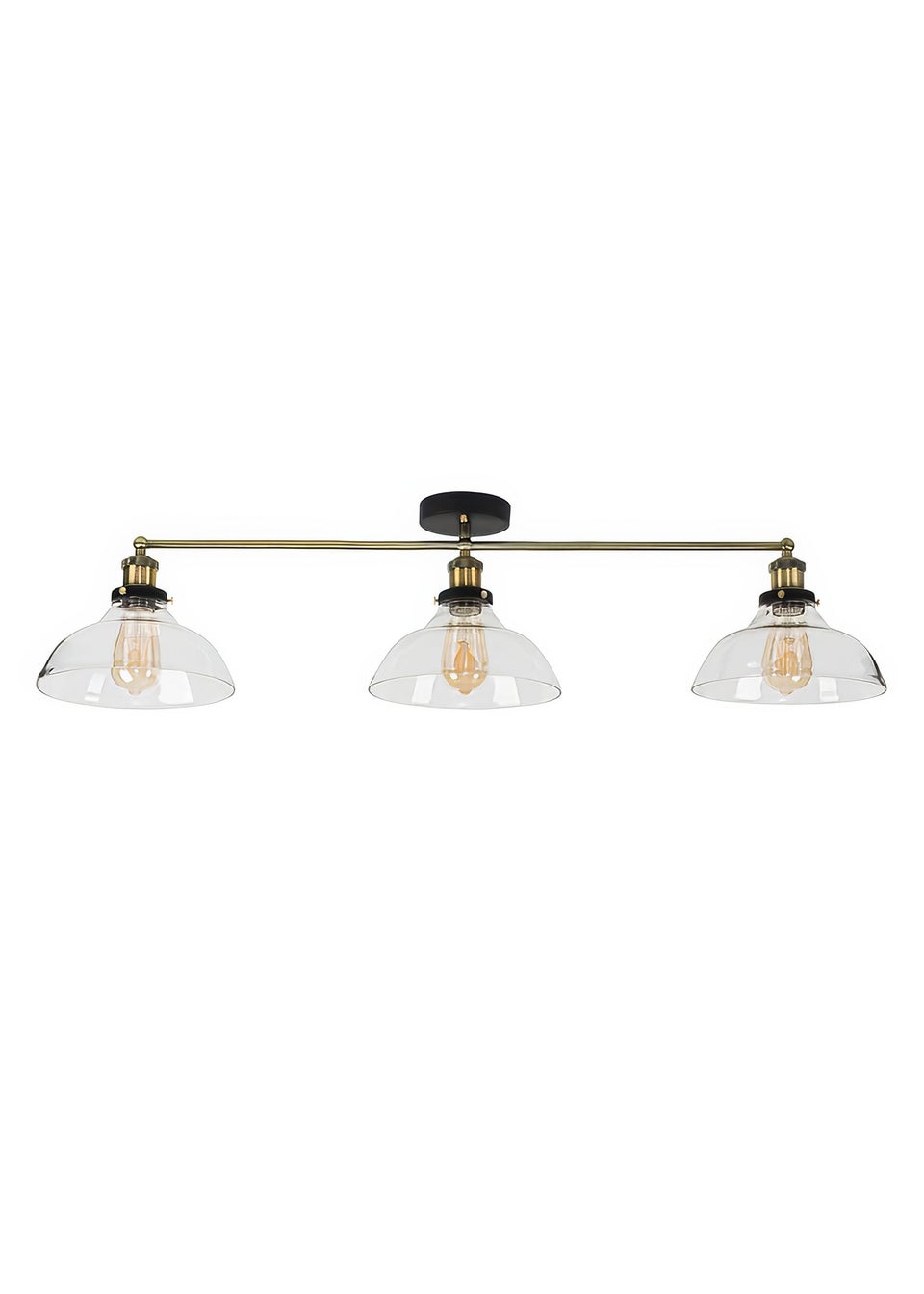 ValueLights Wallace Steampunk 3 Way Bar Clear Glass Shades (26cm x 24cm x 107.5cm)