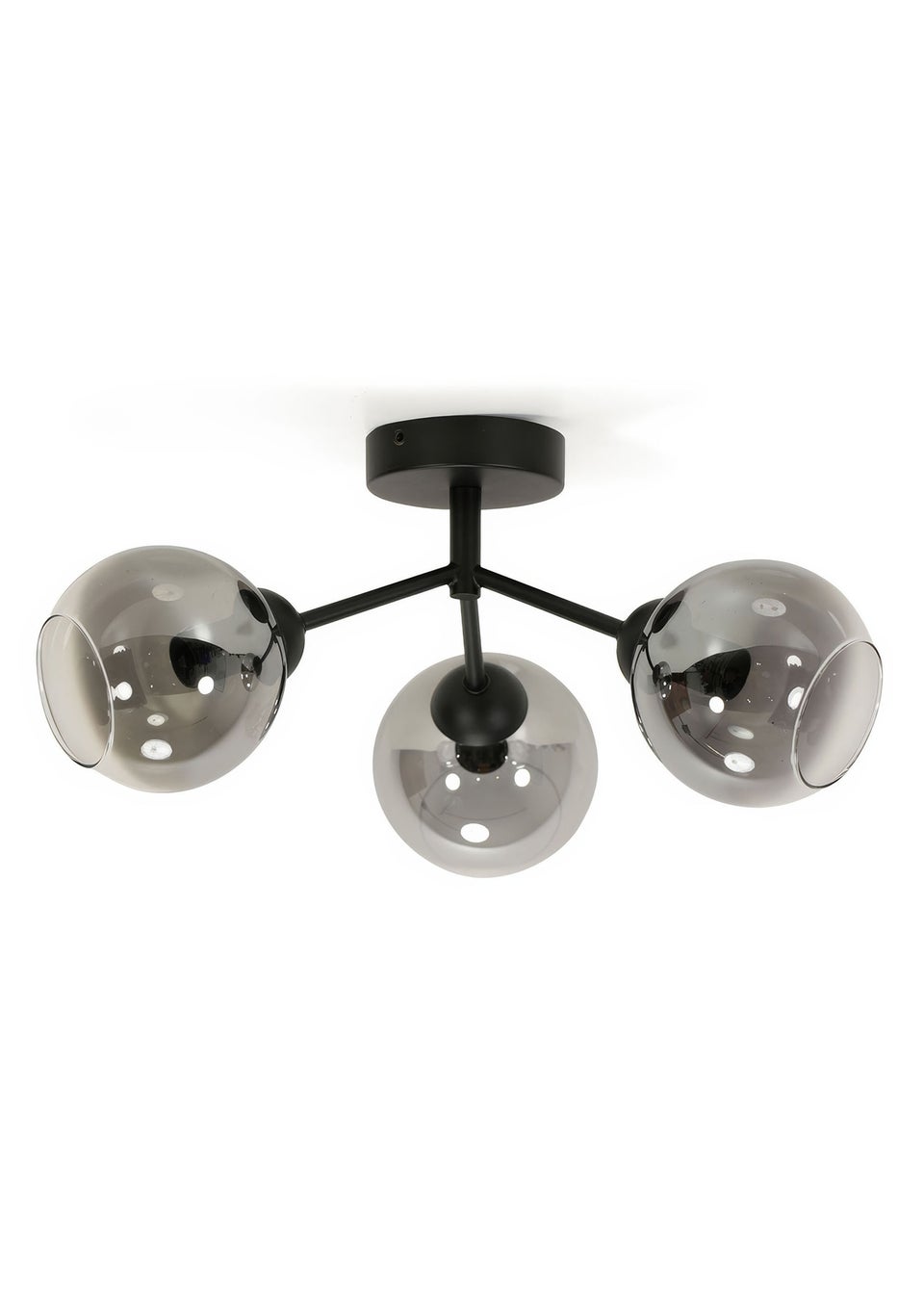 ValueLights Aria 3 Way Smoked Glass Ceiling Light (20cm x 43cm x 43cm)