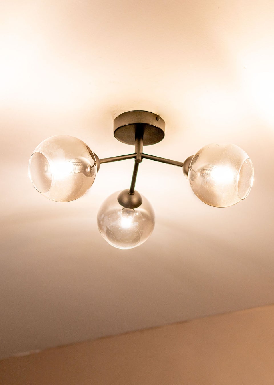 ValueLights Aria 3 Way Smoked Glass Ceiling Light (20cm x 43cm x 43cm)
