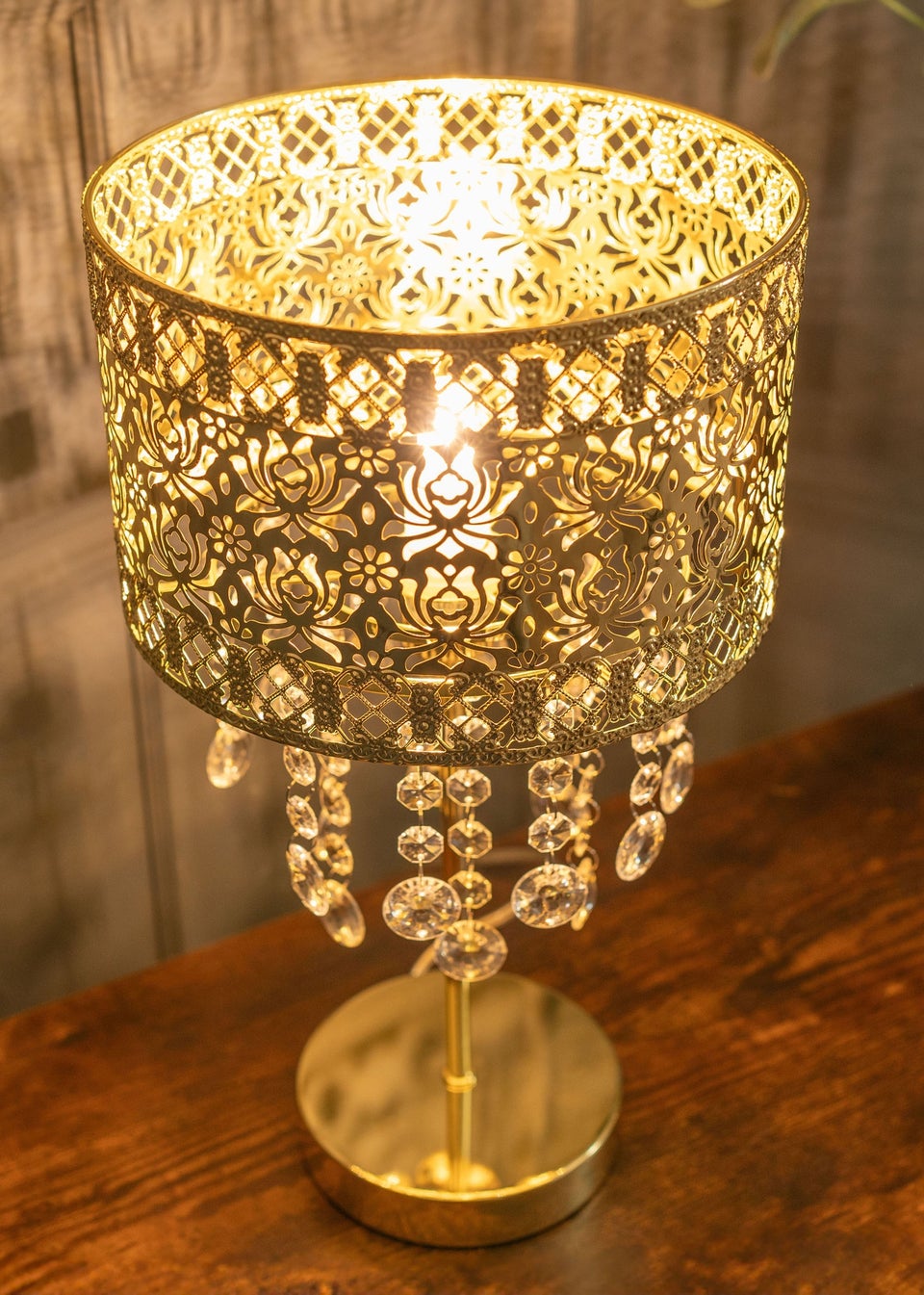 ValueLights Enna Gold Metal Table Lamp (40cm x 22cm x 22cm)