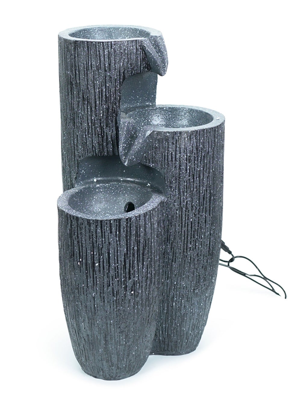 ValueLights Grey Logs Design Solar Water Fountain (47cm x 27cm x 27cm)