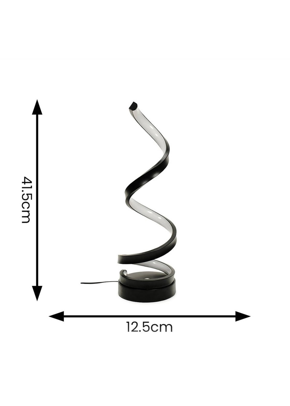 ValueLights Infinity  Matt Black Single Twist LED Table Lamp (41.5cm x 12cm x 12cm)