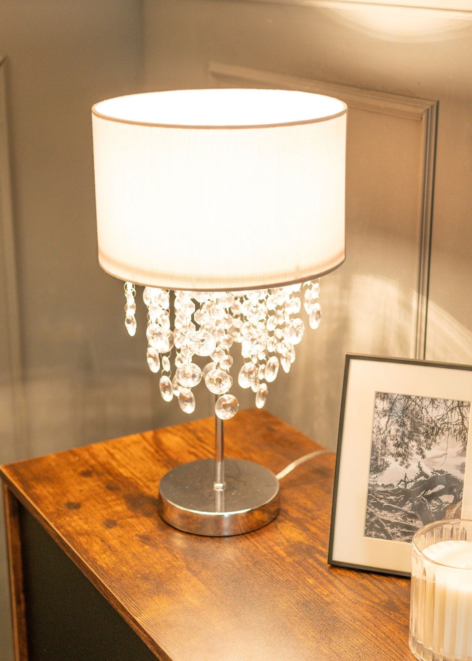 ValueLights Lulu Grey Metal Table Lamp (42.5cm x 24cm x 24cm)