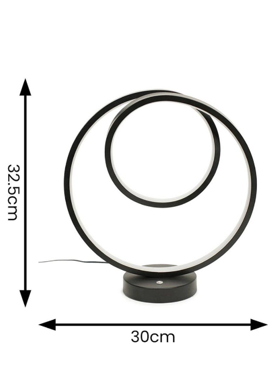 ValueLights Infinity Matt Black Loop Integrated LED Table Lamp (32cm x 30cm x 12cm)