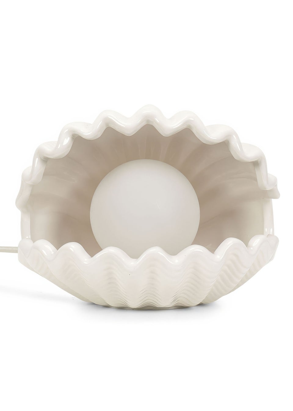 ValueLights Sammie White Ceramic Shell Table Lamp (15cm x 19.5cm x 18.5cm)