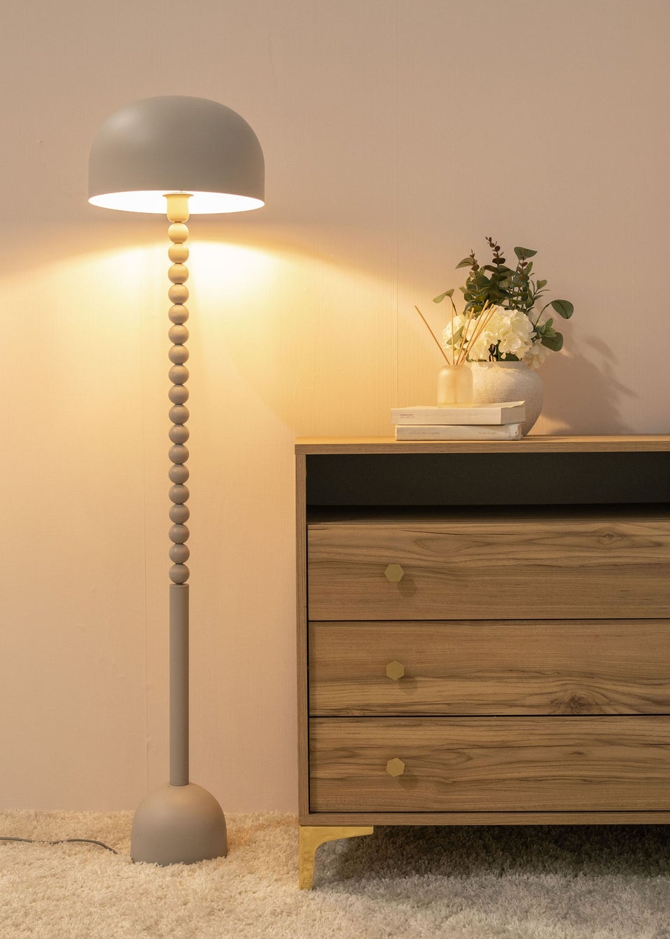 ValueLights Clement Grey Floor Lamp (145cm x 33cm)