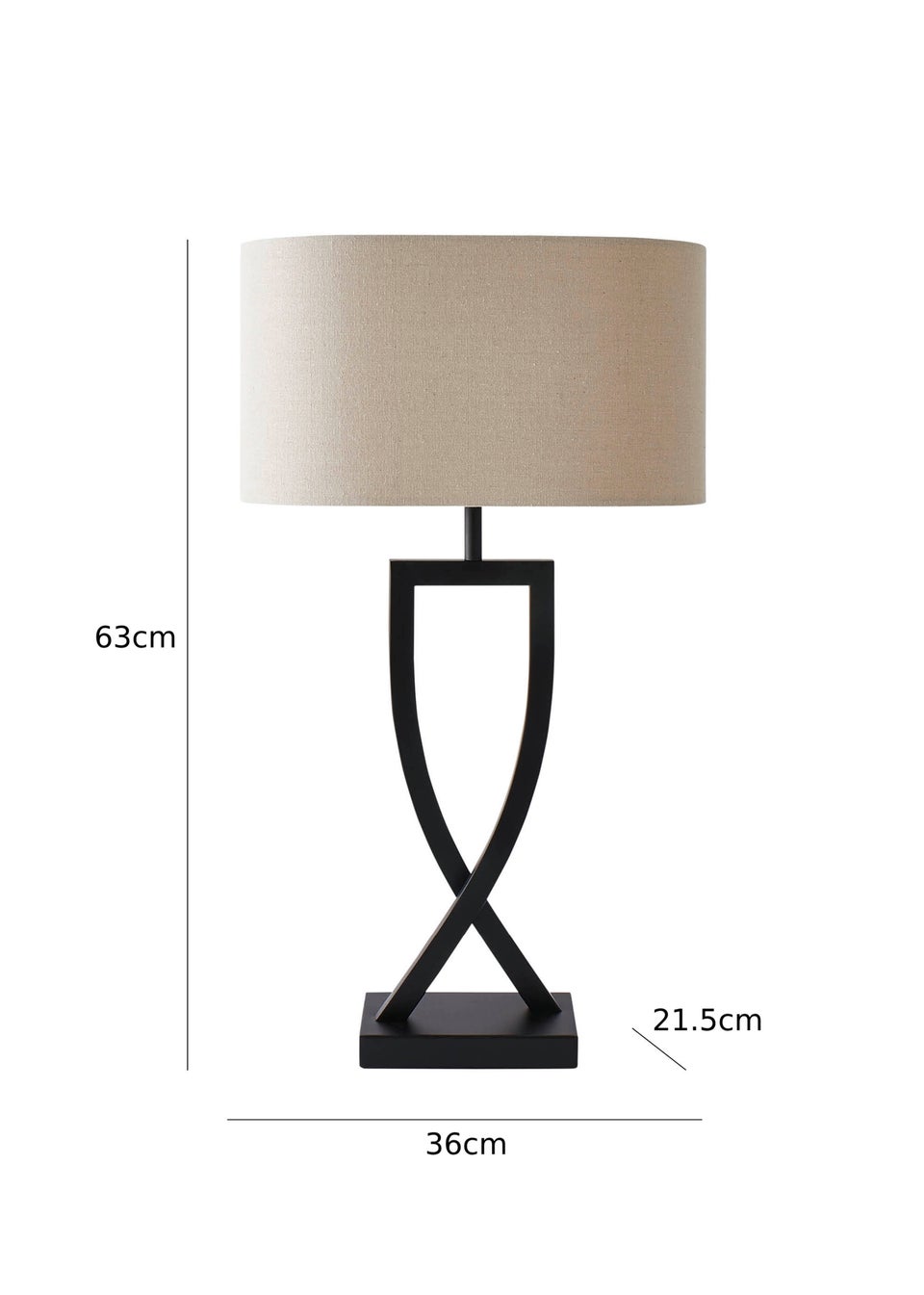 ValueLights Katniss Black Metal Table Lamp (63cm x 21.5cm x 36cm)