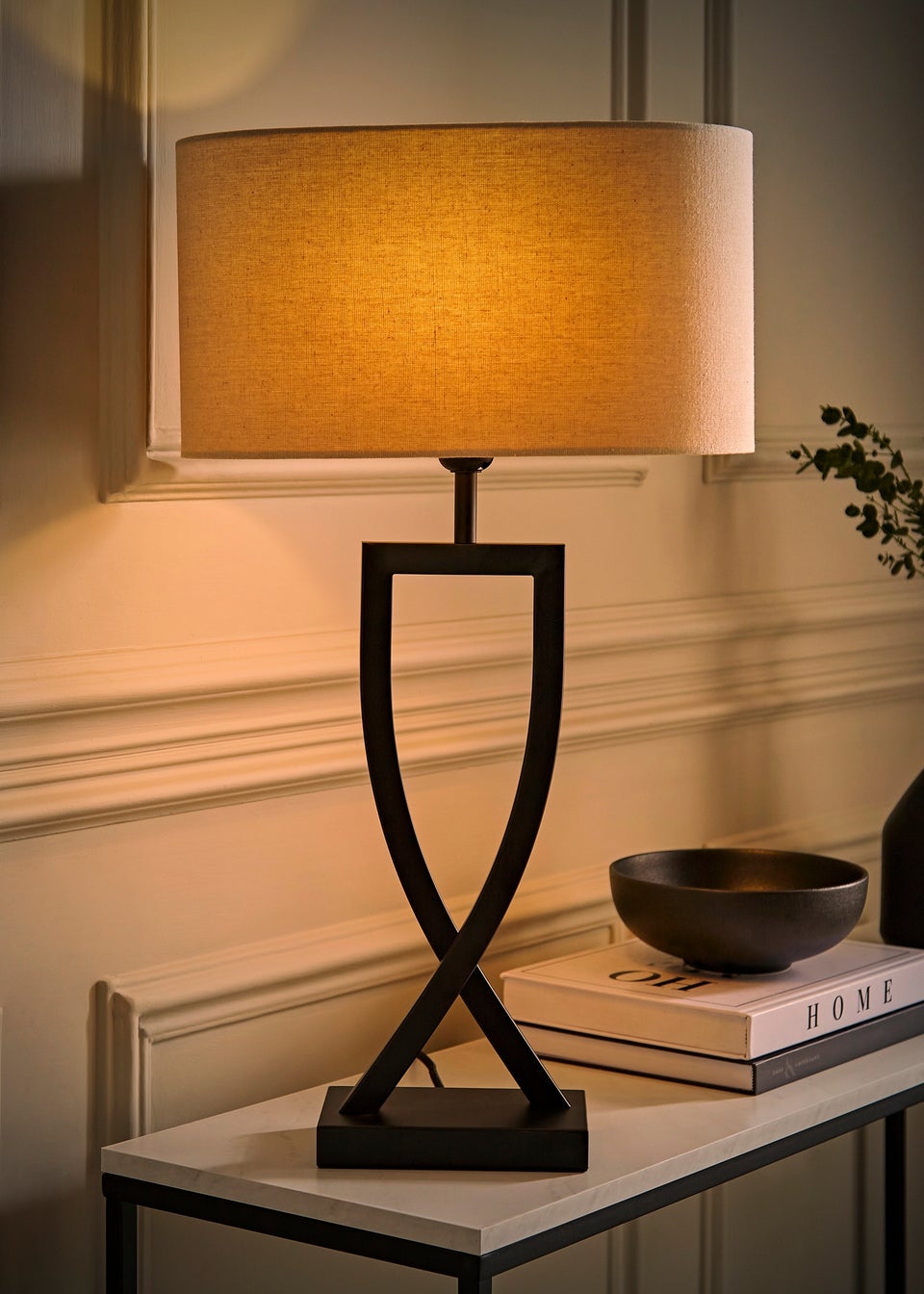 ValueLights Katniss Black Metal Table Lamp (63cm x 21.5cm x 36cm)