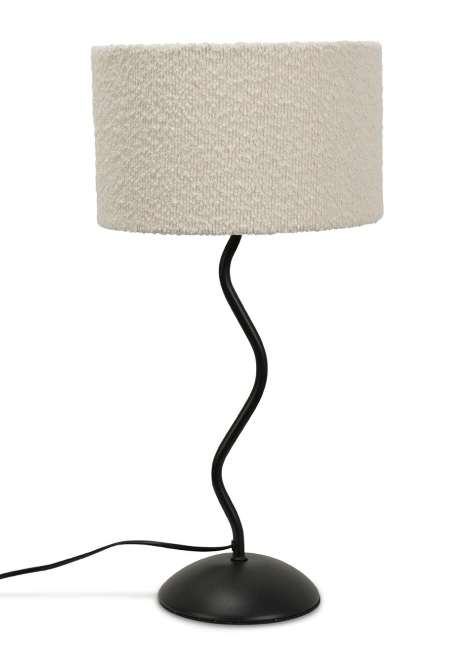 ValueLights Wiggle Black Metal Table Lamp Cream Boucle Shade (51cm x 25cm)