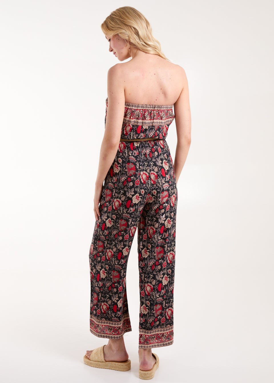 Blue Vanilla Red Belted Bandeau Jumpsuit