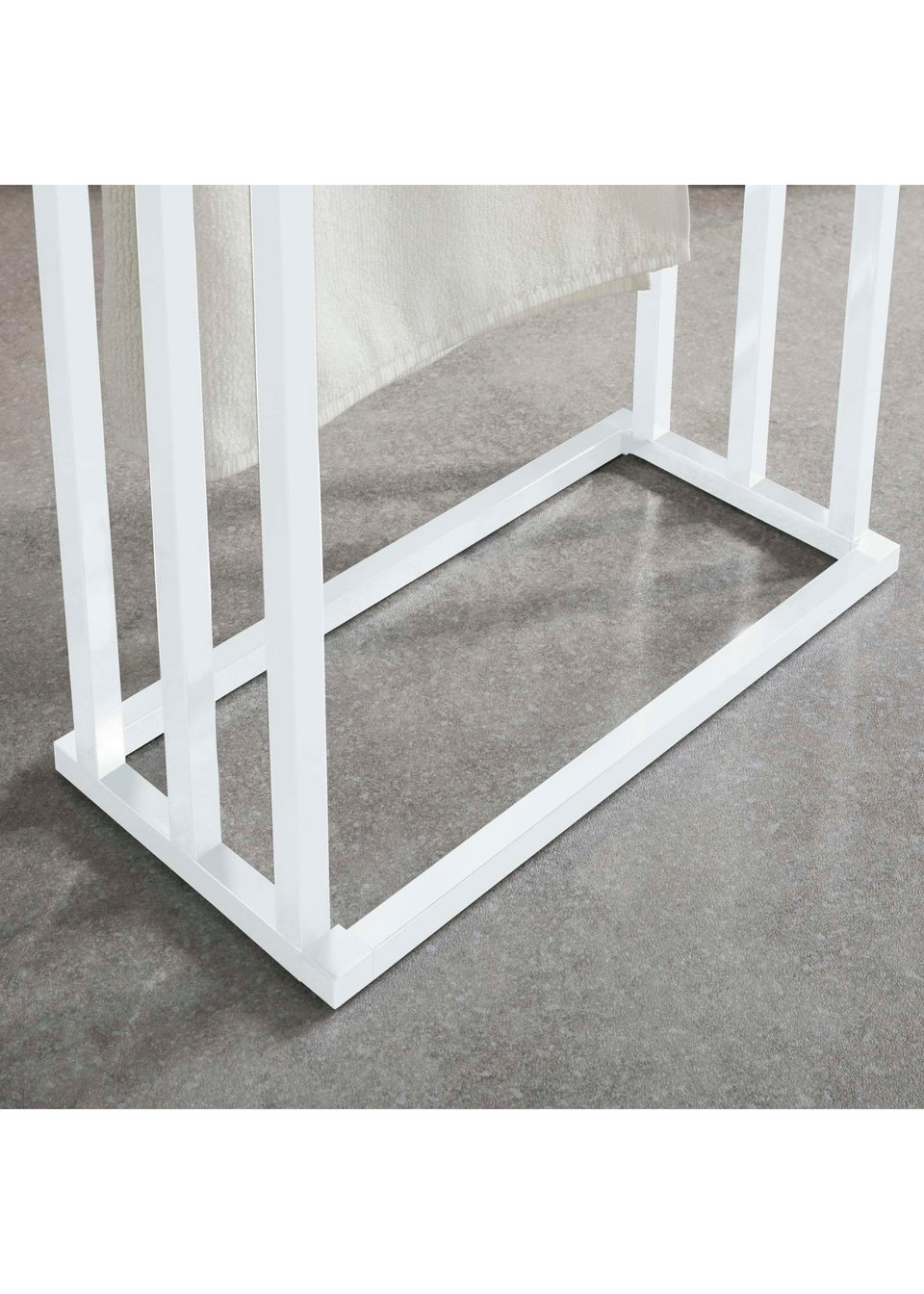 Lloyd Pascal 3-Rail Square Tube Towel Stand with Rectangular Base White