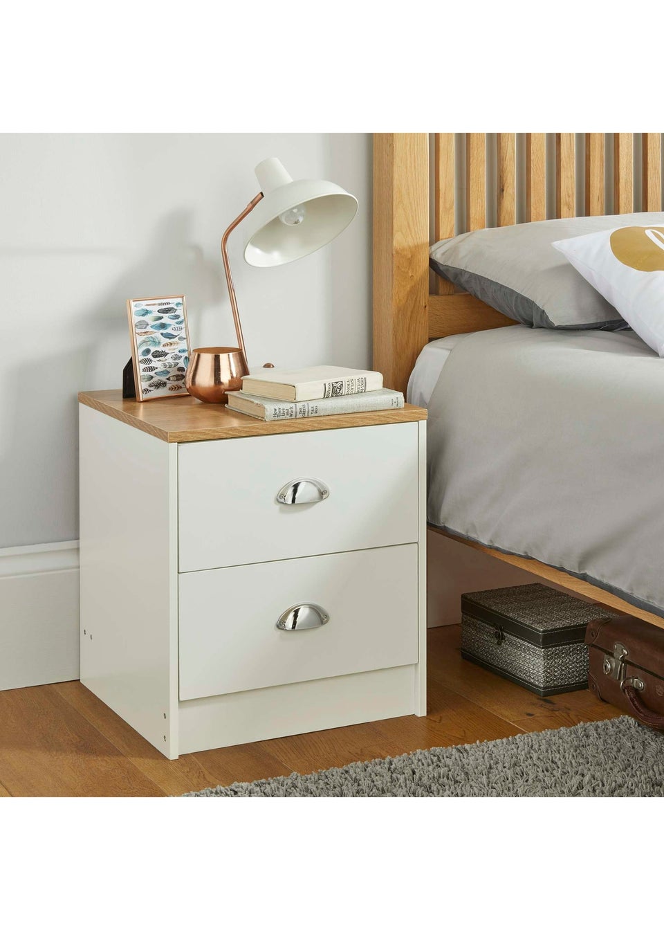 Lloyd Pascal Cream Linwood Two Drawer Bedside Table