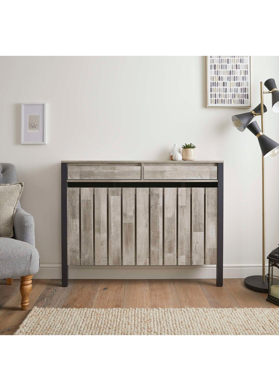 Lloyd Pascal Grey Madley Radiator Cover with 2 Drawers