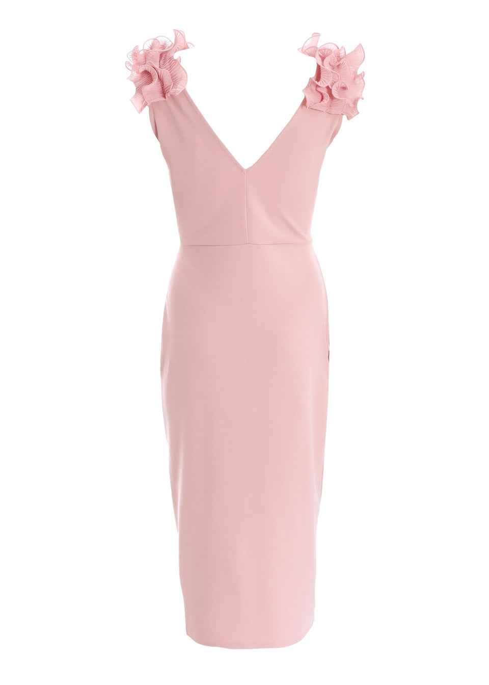 Quiz Pink Ruffle Wrap Midi Dress