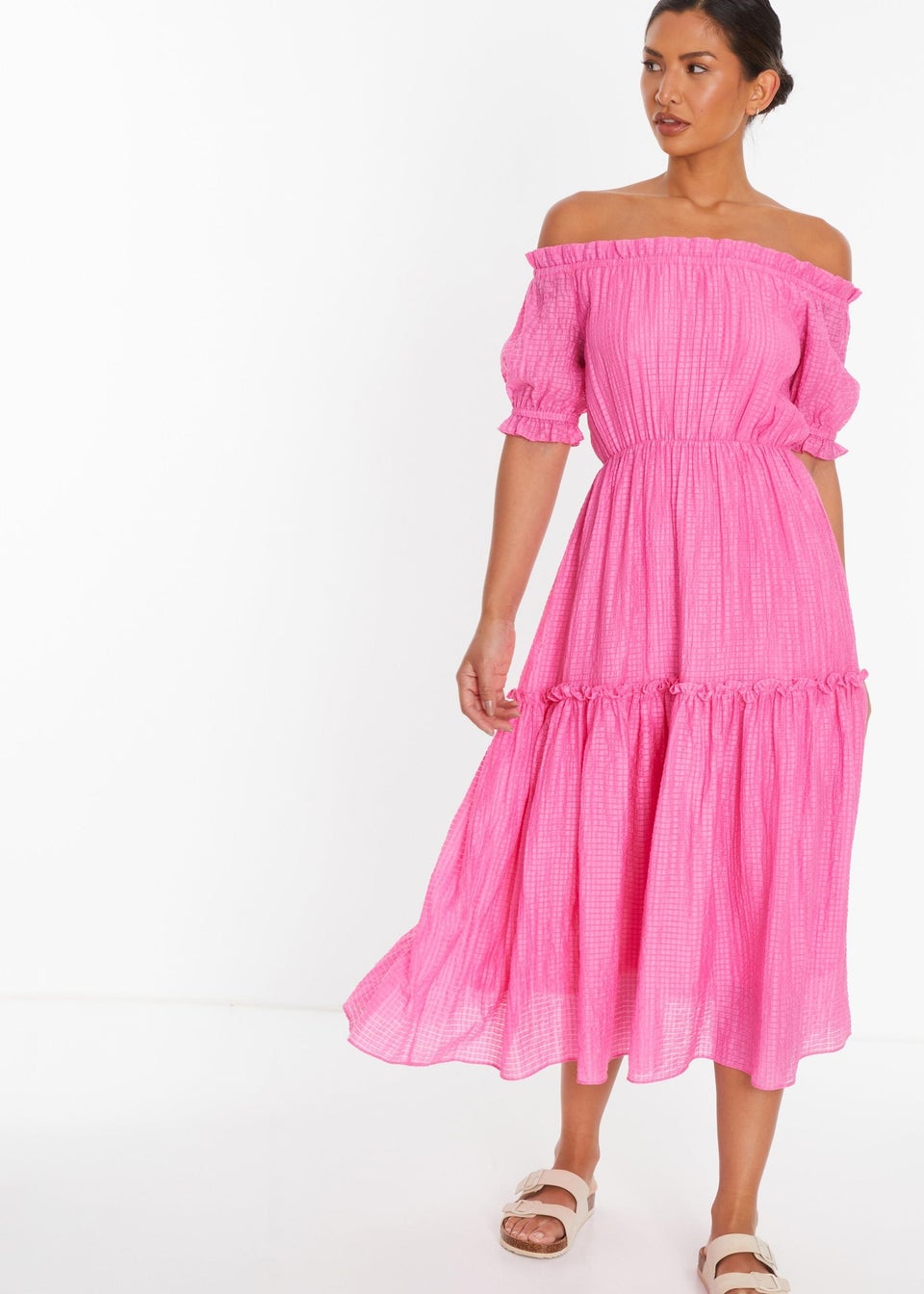 Quiz pink bardot dress outlet